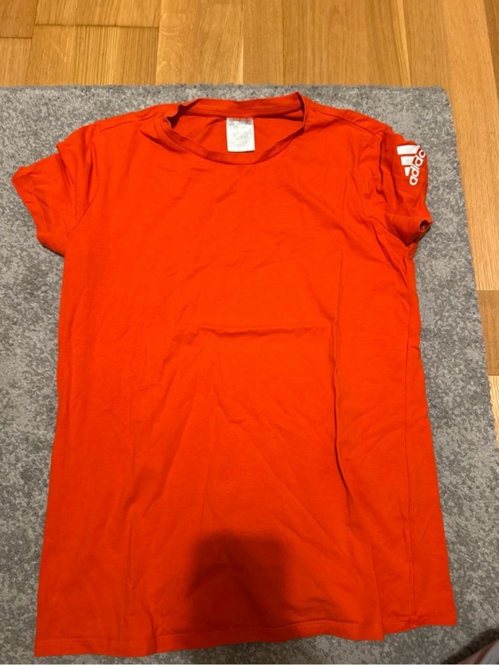 adidas Bright Orange Short Sleeve Crew Tee with Sleeve Logo